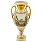 Ânfora Vaso Porcelana Nobre Rica em Ouro Prensado Luxo