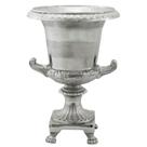 Ânfora Vaso Prateado c Alças e Pés Design Classico Luxo