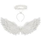 Angel Costume Wings and Halo para crianças e adultos - branco