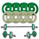 Anilhas Emborrachadas Kit Completo 20kg + Barras