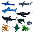Animais Fundo do Mar NoTubo Oceano Brinquedo infantil de borracha Coleção Kit com 10 peças Animais Incríveis Marinhos