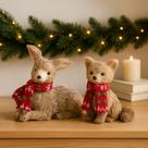 Animais Natalinos Pelúcia Palha Raposa Cervo Decoração Natal Animais Natalinos Pelúcia Palha Raposa Cervo Decoração Natal