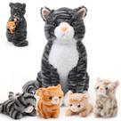 Animal de pelúcia Hydren Cat Mommy com 4 gatinhos de 35 cm para crianças
