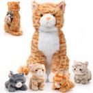 Animal de pelúcia Hydren Cat Mommy com 4 gatinhos de 35 cm para crianças