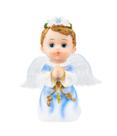 Anjinho Enfeite De Resina Anjo Roupa Azul Oração 15 cm