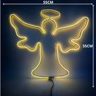 Anjo com Auréola Enfeite Decoração Iluminação Natalina Natal Led Pisca Economico 127V