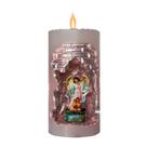 Anjo da Guarda. Rossoni Velas. Gruta em vela tam 10x18cm Branca e rosa. Imagem em resina.