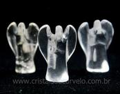 Anjo de Cristal Lapidado 3,5 cm - Quartzo Hialino - Sem Furo