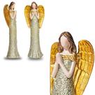 Anjo De Resina Dourado Design Floral 20cm Altura - EF