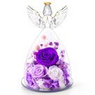 Anjo de Vidro com Flores Preservadas AIMEYE Roxo