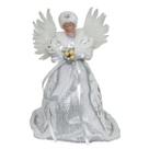 Anjo Decorativo 40cm Prata / Branco Rosto de Resina - Saldão