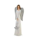Anjo Decorativo Prata Segurando Pomba 25cm Altura