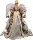 Anjo Topo Arvore Natal Marrom Linho Decoração Enfeite Casa 60cm
