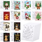 Anseal Paquete de 12 Lienzos Navideños Pre Dibujados de 5"x7" para Pintar Anseal Paquete de 12 Lienzos Navideños Pre Dibujados de 5"x7" para Pintar