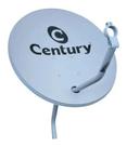 Antena chapa 60cm banda ku com lnbf simples + kit cabo + kit fixação (logo century) sem receptor