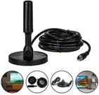 Antena Digital Amplificada Interna e Externa 5 Metros Base Imã Prova d'água HDTV/UHF/VHF