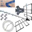 Antena Digital Externa Tv Zona Rural Máximo Alcance 20m Cabo Kit Completo