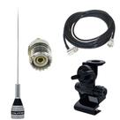 Antena Móvel 1/4 de Onda VHF UHF 131-900mhz Suporte Bi-Articulado Porta Malas Hatch Sedan Cabo 5,5 metros com Conectores Adaptador Baofeng