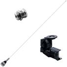 Antena Móvel Aço Inox Estética Enfeite Decorativa 1,50m + Suporte Bi-Articulado Calha + Parafuso Fixar