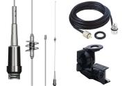 Antena Móvel Dual Band 86cm Ap0191 Cabo 5,5mt Suporte Calha Saveiro Strada Montada Pampa Hilux S10 L200 Ranger Silverado