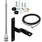 Antena Móvel PX Marinox 2,70 Metros Prolongador Inox 60cm Radio Amador Caminhão Pl-2003 + Suporte Mercedes Benz MB Bicudo Lado Esquerdo + Cabo 5,5mts