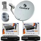 Antena Parabolica Digital Century com 02 Receptor Midia Box B7