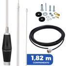Antena Px Inox Mini Maria Mole 1,40m Alongador 40cm Cabo 5,5m Parafusos Anti-Furto