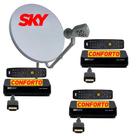 Antena SKY PRE PAGO CONFORTO HD para 03 pontos de TV