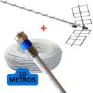 Antena tv Digital Externa 4K Yagi Proeletronic PROHD 1118 Longo Alcance, Alta Ganho e Potencia 18 dBi com 10 metros cabo coaxial Crimpado