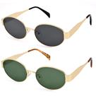 Anteojos de Sol Retro Ovalados DIMENSIP con Montura Metálica Dorada Unisex