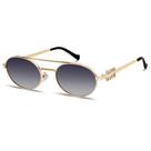 Anteojos de Sol Retro Ovalados Rmerom de Metal Dorado para Mujeres