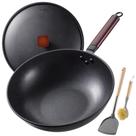 Antiaderente Wok Teewe Carbon Steel 33cm com tampa, espátula e escova