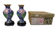 Antigo Pq Par De Vasos Cloisonne Caixa Original - R 11561