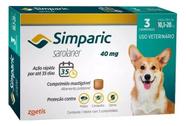 Antipulgas Zoetis Simparic 40mg Cães De 10,1kg A 20kg 3 Comprimidos