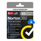Antivírus Norton 360 Advanced 10 Dispositivos 1 ANO 100GB Cloud VPN ESD