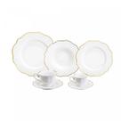 Ap jantar 42pc porcelana maldivas branco c/fio de ouro Ap jantar 42pc porcelana maldivas branco c/fio de ouro
