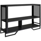 Aparador 80 Cm Estilo Industrial 2 Prateleiras Telado 1021 Preto Pp Preto