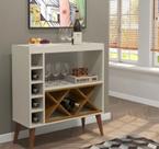 Aparador Adega Bar Maltez Retrô Pés Palito cor Off White / Freijo - MJM Casa dos móveis