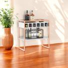 Aparador Adega Barcelona Branco/Cobre com Prateleira e Nichos para Vinhos - Pleno
