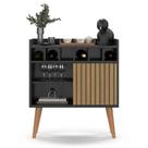 Aparador Adega Cantinho Café Buffet Bistro Florença Retro Com Porta Preto Ripado