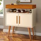 Aparador Adega Denver Off White Caramelo 2 Portas MDP 67cm de Casa