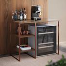 Aparador Adega Industrial Bar Barzinho Bourbon Aço Cobre e Carvalho 95 Cm