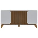 Aparador Balcão Armário Buffet Com 4 Portas Elegance Off White Pinho Ripado - Móveis Leartam