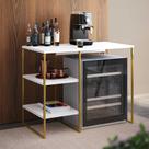 Aparador Bar Adega Bourbon 95cm Industrial em Aço para Home Bar Sala e Gourmet - Dourado/branco Aparador Bar Adega Bourbon 95cm Industrial em Aço para Home Bar Sala e Gourmet - Dourado/branco