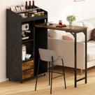 Aparador Barzinho Bar com Mesa de Bar Dobrável, Adega com Prateleiras Ajustáveis e Gavetas, Ideal para Cozinha e Sala, Design Moderno