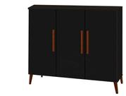Aparador bog. 3 portas pés de madeira maciça estilo buffet cor preto fosco
