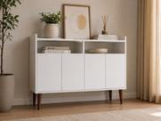 Aparador Buffet 100 cm Branco com Pés Palito Balcão Multiuso Moderno em MDF