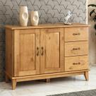 Aparador Buffet 120cm Madeira Maciça 2 Portas Hazel Carvalho Z25 - Mpozenato