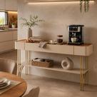 Aparador Buffet 160cm Vivaz Carvalho Cantinho do Café Design Luxo Pés Ferro - Carvalho/off White