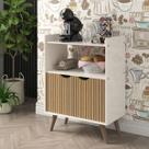 Aparador Buffet 2 Portas Cantinho Café Organizadora Pés Palito Decoração OFF WHITE/CANELA GKMOVEIS